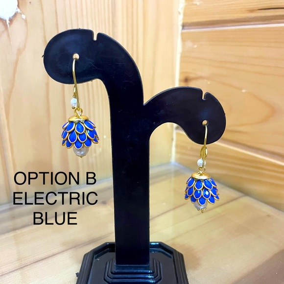 Ethnic Versatile Dangling Earrings w/ Stonework and Pearls - In Many Colors! - Picture 3 of 16